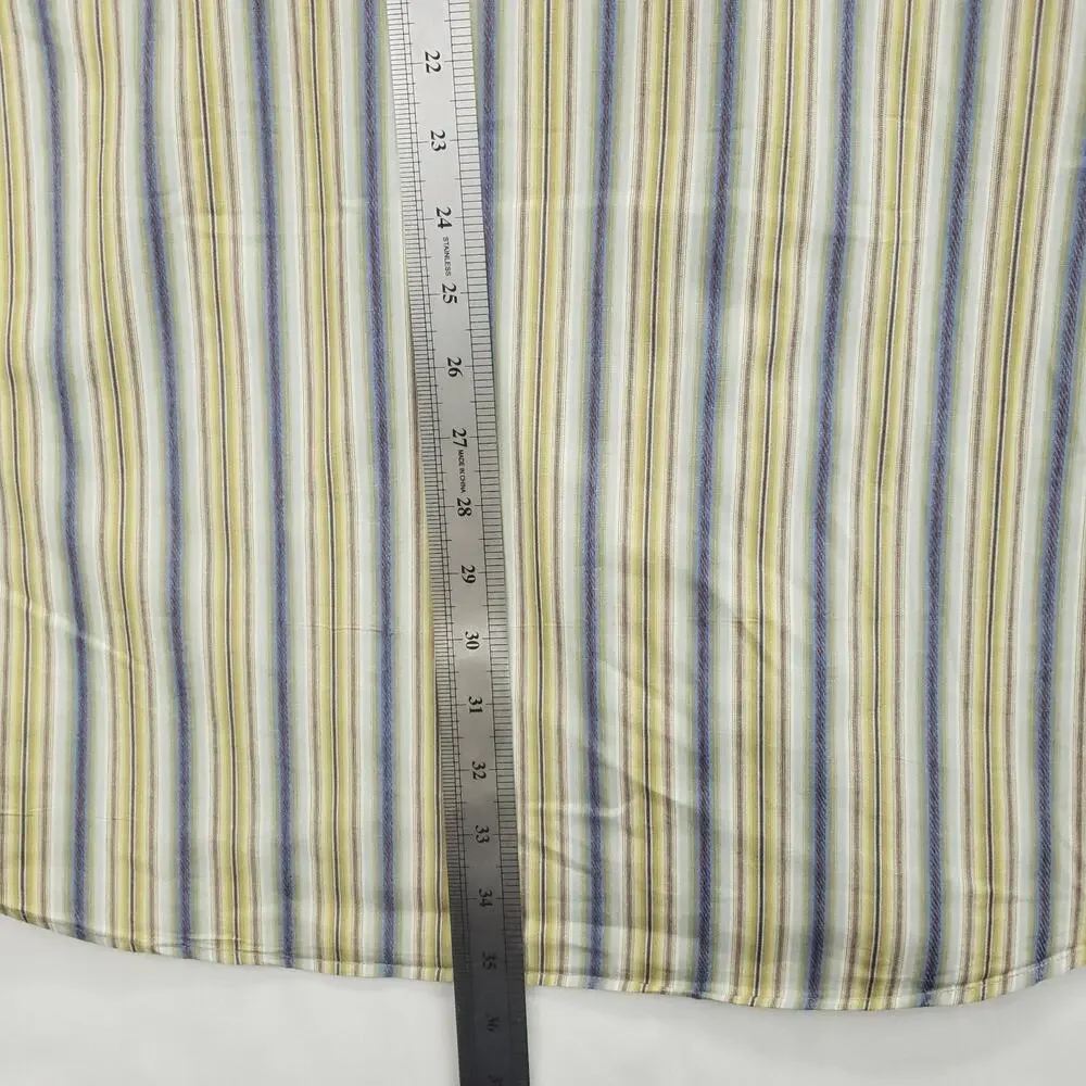 Tommy Bahama Indigo Palms Shirt Mens XL Yellow Blue Striped Cotton Button-Up